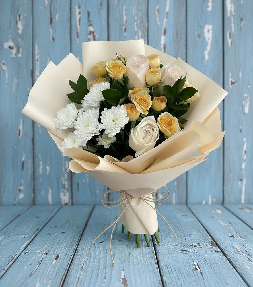 Букет цветов из: Розы и Хризантемы в Кирпильской