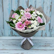 Букет цветов из:  Герберы, Альстромерии и Хризантемы в Кирпильской