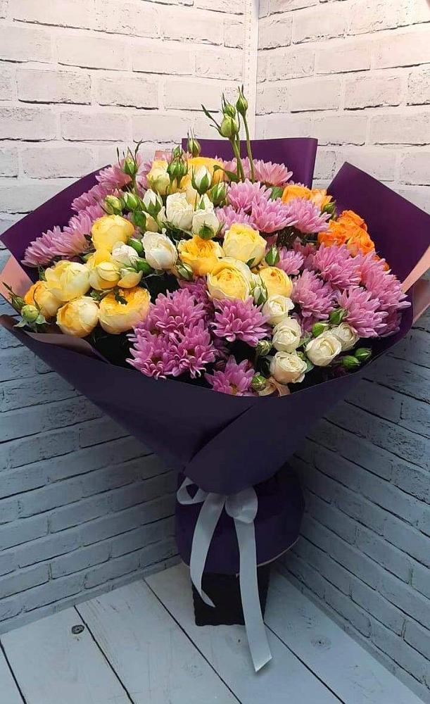Букет цветов из: Хризантемы и Розы в Кирпильской