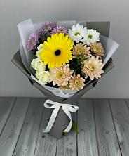 Букет цветов из:  Розы, Герберы и Хризантемы в Кирпильской