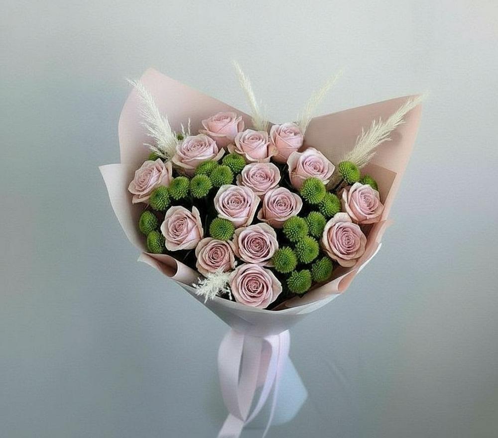 Букет цветов из: Розы и Хризантемы в Кирпильской