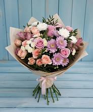 Букет цветов из:  Хризантемы, Розы и Альстромерии #REPLACE_PRED# Кирпильской